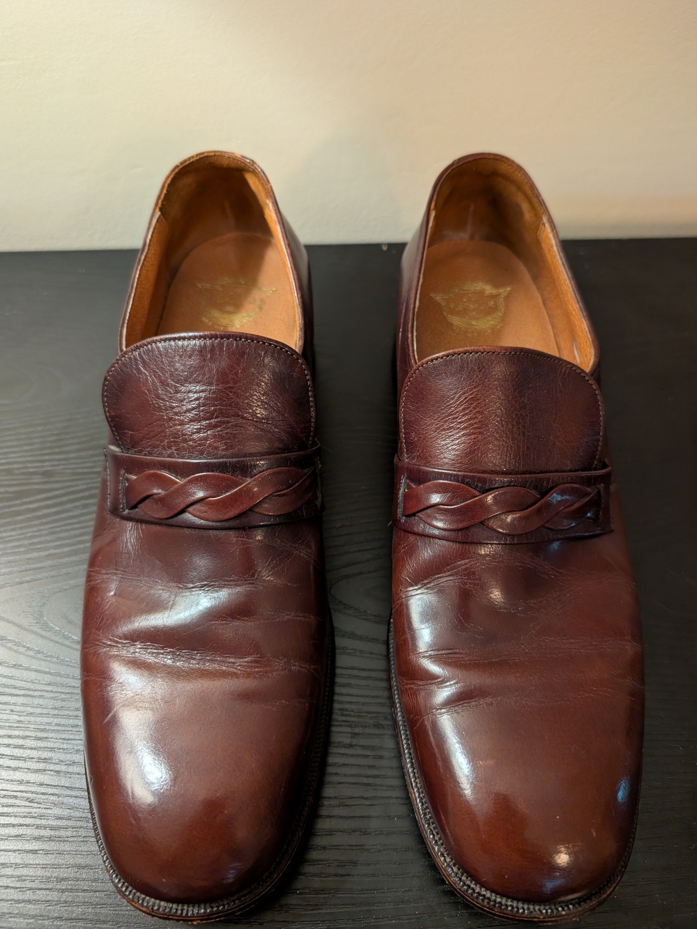 Vintage Florsheim Leather Slip-On Loafers in Dark Brown - Sz 8C